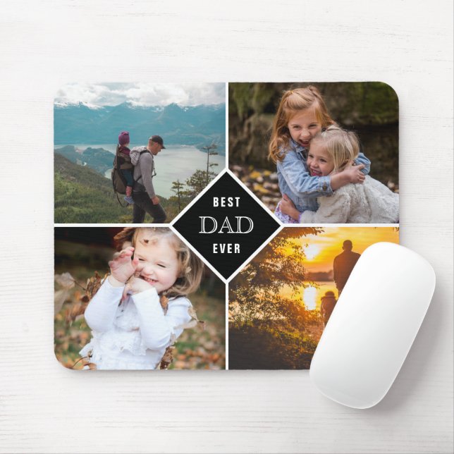 Tapis De Souris Meilleur Papa Jamais, Collage Photo Personnalisé (Avec souris)