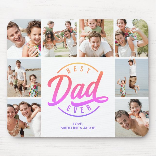 Tapis De Souris Meilleur Papa Jamais Huit Photo Collage Souris Pad (Devant)