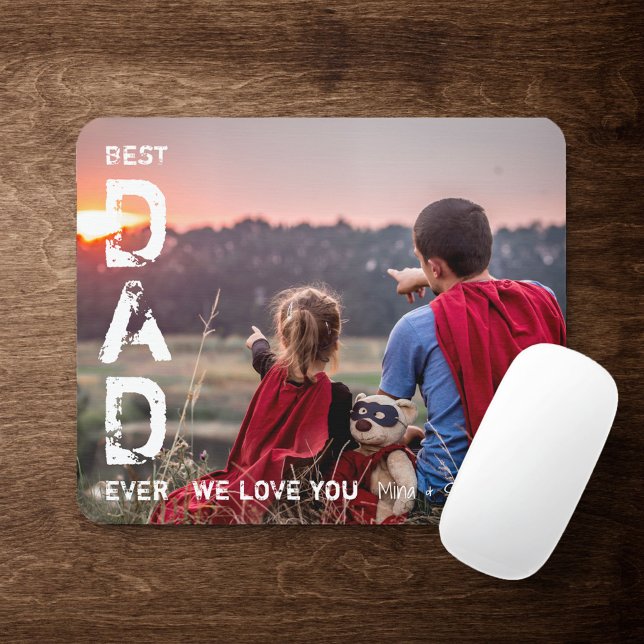 Tapis De Souris Meilleur papa jamais Nom personnalisé Photo Cool F (Créateur téléchargé)