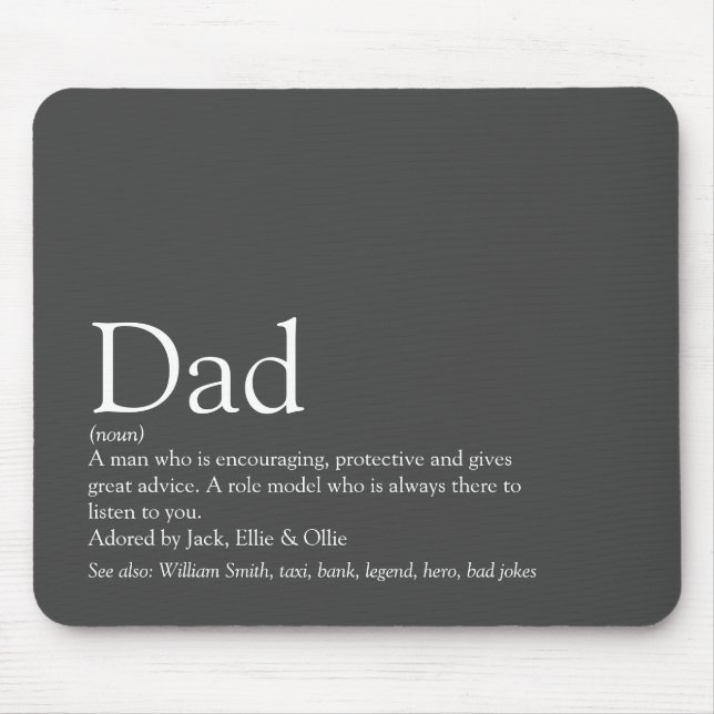 Tapis De Souris Meilleur Père Papa Papa Père Définition Grey (Devant)