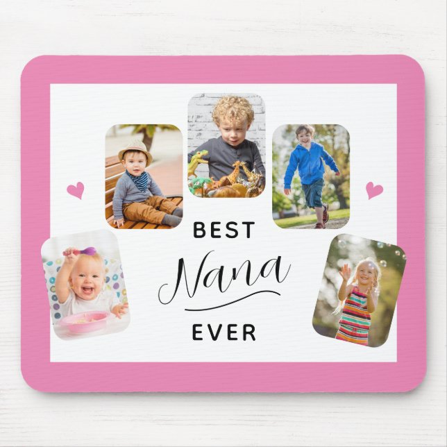 Tapis De Souris Meilleure calligraphie jamais Nana 5 Photo rose (Devant)