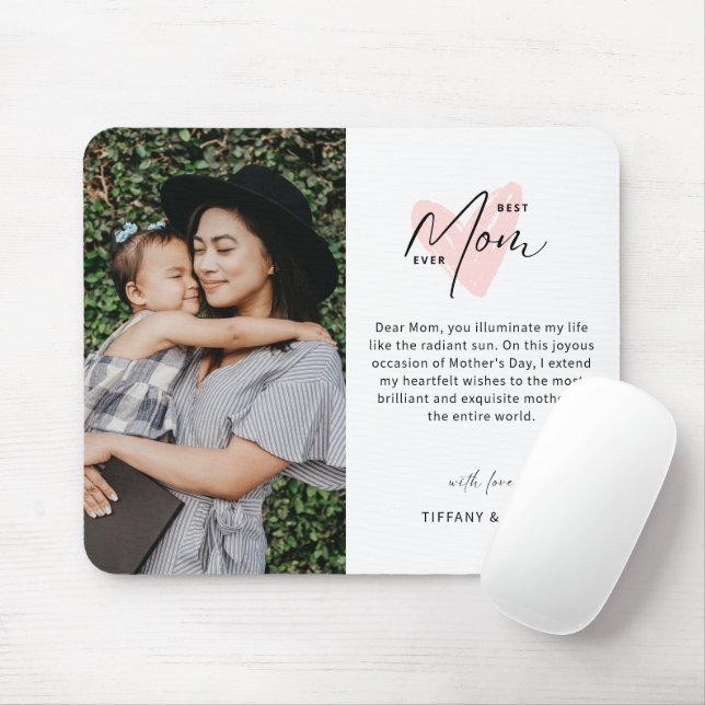 Tapis De Souris Meilleure Maman Jamais Rose Coeur Script mignon Me (Avec souris)