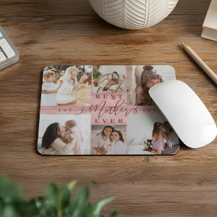Tapis De Souris Meilleure Mère Jamais Photo Collage Pink Woodgrain