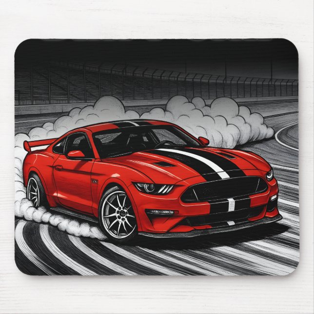 Tapis De Souris Meilleure voiture de drift Rouge Muscle (Devant)