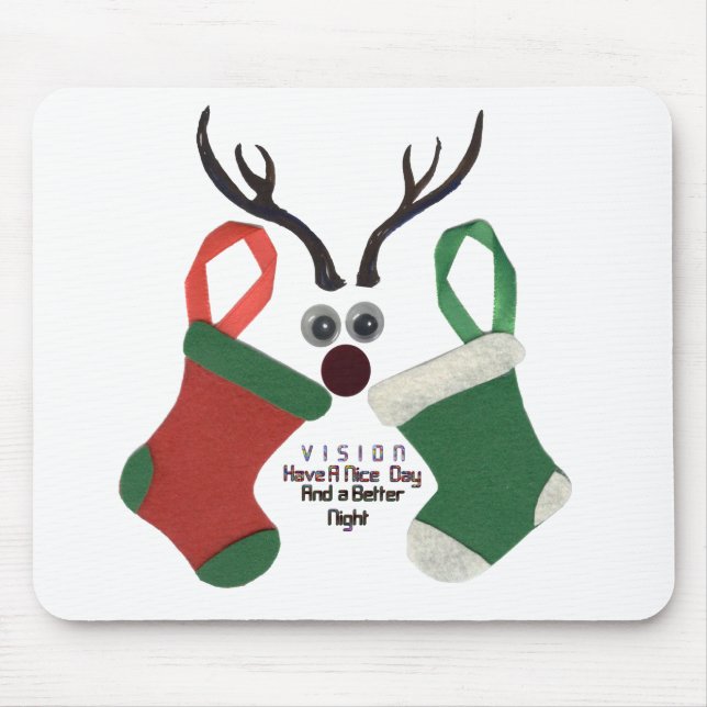 Tapis De Souris Meilleurs voeux Noël Occasion spéciale Rouge & Ver (Devant)
