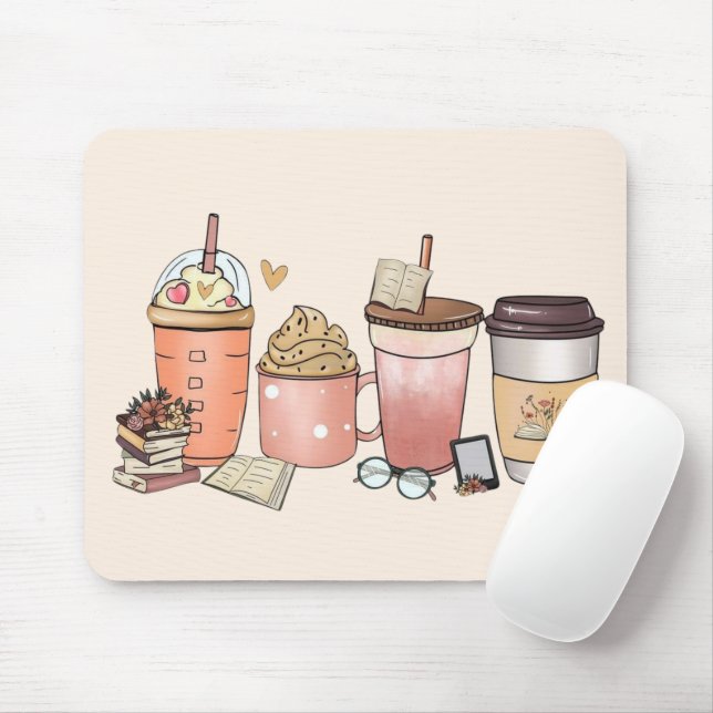 Tapis De Souris Mélange de livres et de café (Avec souris)