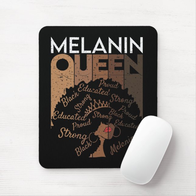 Tapis De Souris Melanin Afro Queen Word Art (Avec souris)