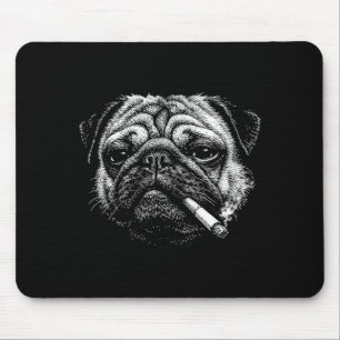 Tapis De Souris Mème drôle de chien bouffant cigarette pug fumeur
