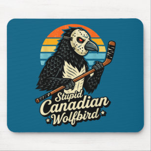 Tapis De Souris Mème idiot de hockey sur loup canadien échauffé