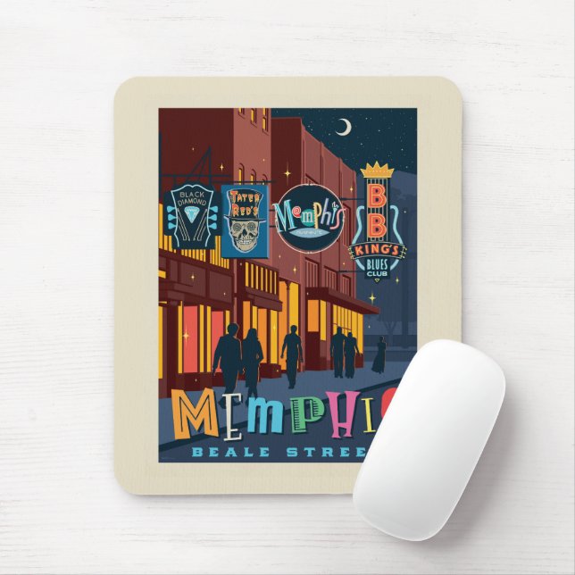Tapis De Souris Memphis, TN | Beale Street Neon (Avec souris)