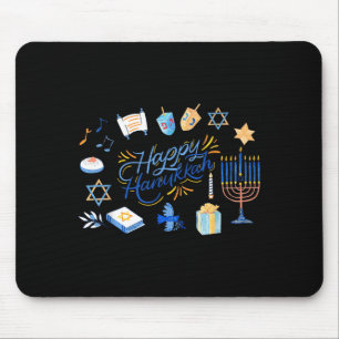Tapis De Souris Menorah drôle Hanukkah 2025 Meowzel Chanukah juive