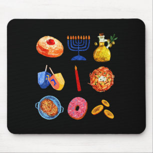 Tapis De Souris Menorah Latke Hanouka Dreidel Beignet Chanouka Jui