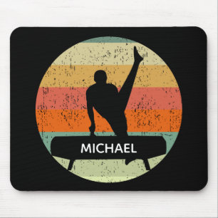 Tapis De Souris Mens Gymnastique masculine Gymnaste Sunset Monogra