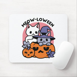 Tapis De Souris Meow-Loween - Cute Halloween Conception Chat
