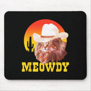 Tapis De Souris Meowdy ! Funny Country Music Chat Cowboy Casquette