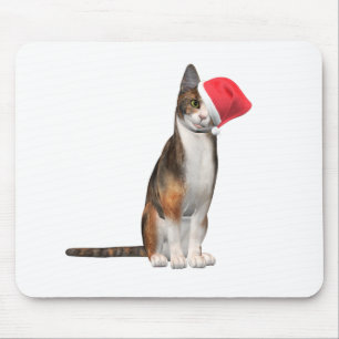 Tapis De Souris Meowy Christmas with a playful cat in a hat