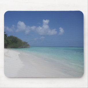 Tapis De Souris Mer Bleue Ciel Nuages Blancs Sable Maldives Modèl