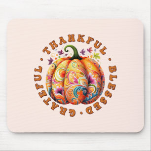 Tapis De Souris Merci, béni, Gratuit Citrouille Floral