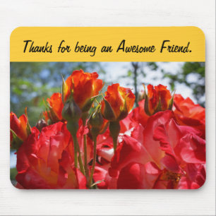 Tapis De Souris Merci Cadeaux d'ami génial Rose Fleurs Floral
