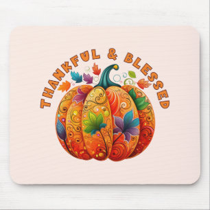 Tapis De Souris Merci et béni Citrouille d'automne