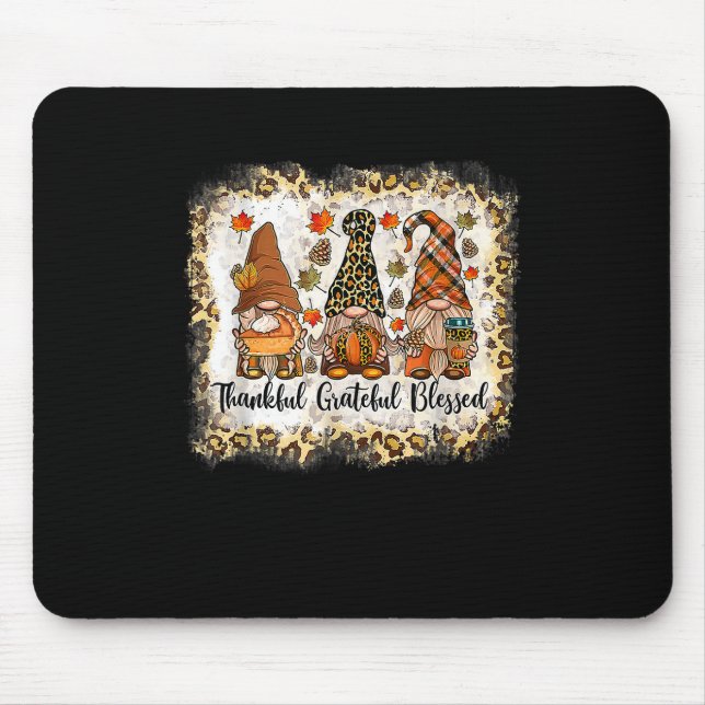 Tapis De Souris Merci Gratuit Béni Thanksgiving Gnome Leopa (Devant)