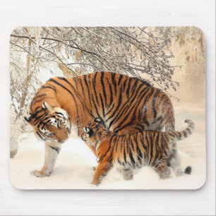 Tapis De Souris Mère du Tigre de Sibérie et son Petit