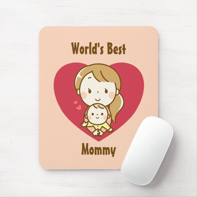 Tapis De Souris Mère et enfant mignon dessin animé kawaii fête des (Avec souris)