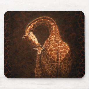 Tapis De Souris Mère Giraffe et bébé