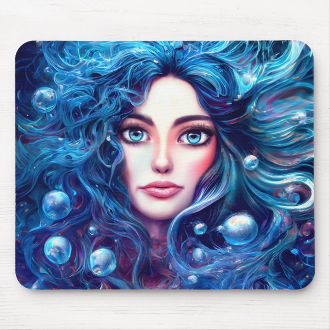 Tapis De Souris Mermaid Sea Goddess Nymphe Siren Art sous-marin (Devant)
