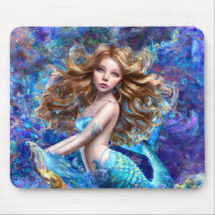 Tapis De Souris Mermaid Sea Goddess Nymphe Siren Art sous-marin