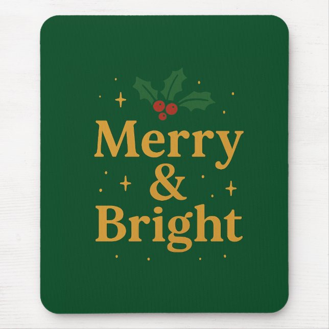 Tapis De Souris Merry & Bright Christmas Quote (Devant)