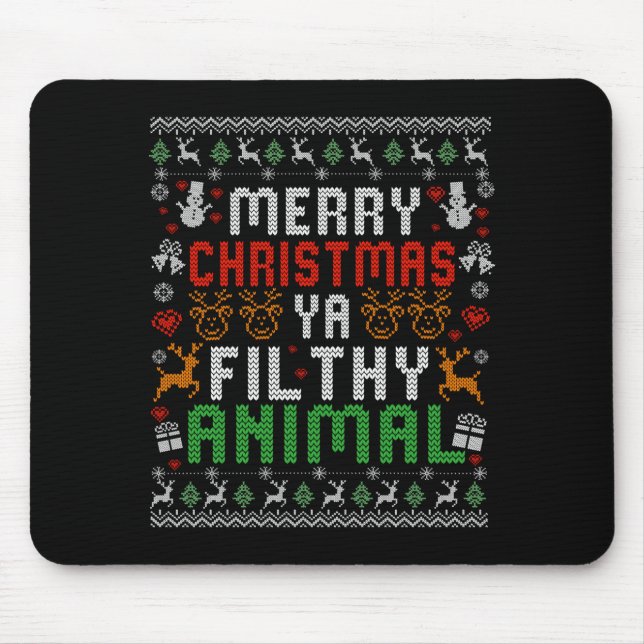 Tapis De Souris Merry Christmas Animal Filthy Ya Xmas Pajama Shirt (Devant)