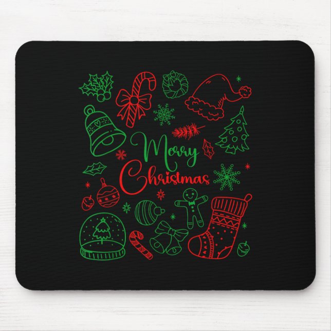 Tapis De Souris Merry Christmas Bow Santa Xmas Coquette Aesthetic  (Devant)