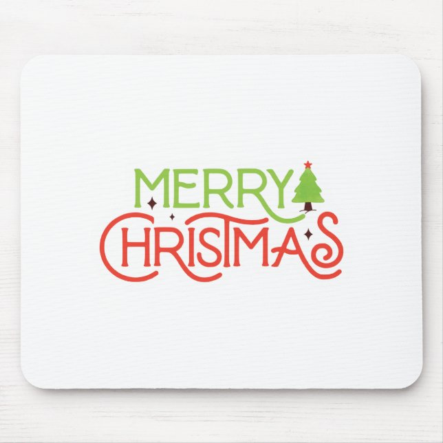 Tapis De Souris Merry Christmas Typo Devis (Devant)