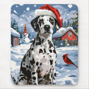 Tapis De Souris Merveilleux Noël d'hiver dalmate