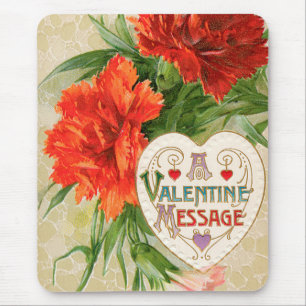 Tapis De Souris Message vintage de la Saint-Valentin, fleurs d'œil