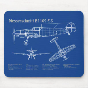 Tapis De Souris Messerschmitt Bf 109 - Plan d'avion AD