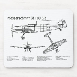 Tapis De Souris Messerschmitt Bf 109 - Plan d'avion BD