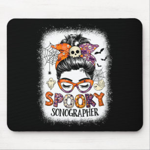 Tapis De Souris Messy Bun Éffrayant Sonographer Funny Halloween Co