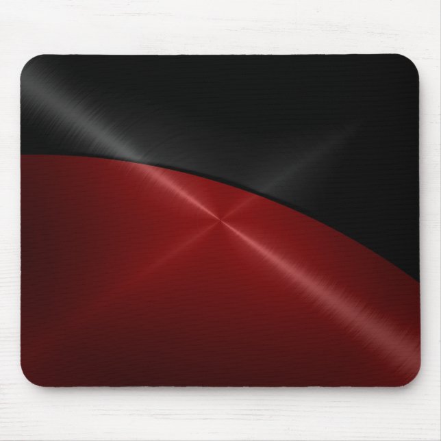 Tapis De Souris Métal brillant noir et rouge d'acier inoxydable (Devant)