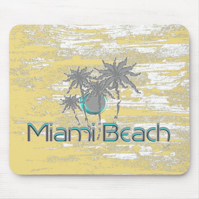 Tapis De Souris Miami-Beach, Floride, Palms, Grunge Cool (Devant)