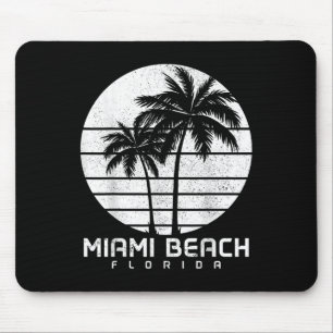 Tapis De Souris Miami Beach Floride Vintage Palm Trees Beach Souve