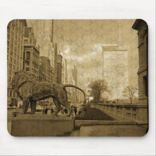 Tapis De Souris Michigan Avenue Chicago 1966 Art Museum Fond d'écr