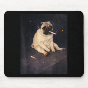 Tapis De Souris Mignon bouledogue pug fumant une cigarette mème ch