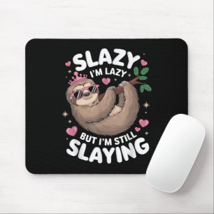Tapis De Souris Mignon fille préadolescente drôle animal paresseux