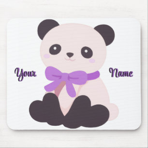Tapis De Souris Mignon Kawaii Panda Assis Arc-en-ciel Personnalisé