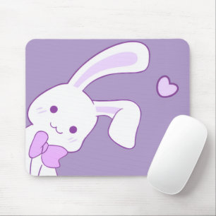Tapis De Souris Mignon Kawaii Pastel Violet Lapin qui regarde