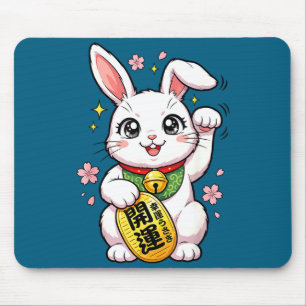 Tapis De Souris Mignon Lapin Chanceux Japonais Maneki Neko