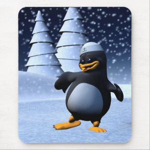Tapis De Souris Mignon pingouin marin d'hiver Art de vacances enne