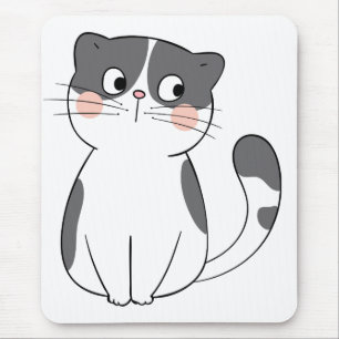 Tapis De Souris Mignonne chat gris blanc maman folle dame chaton